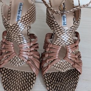 Charles David Beige Snake Skin Heels Size 6